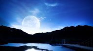 Low moon in night sky